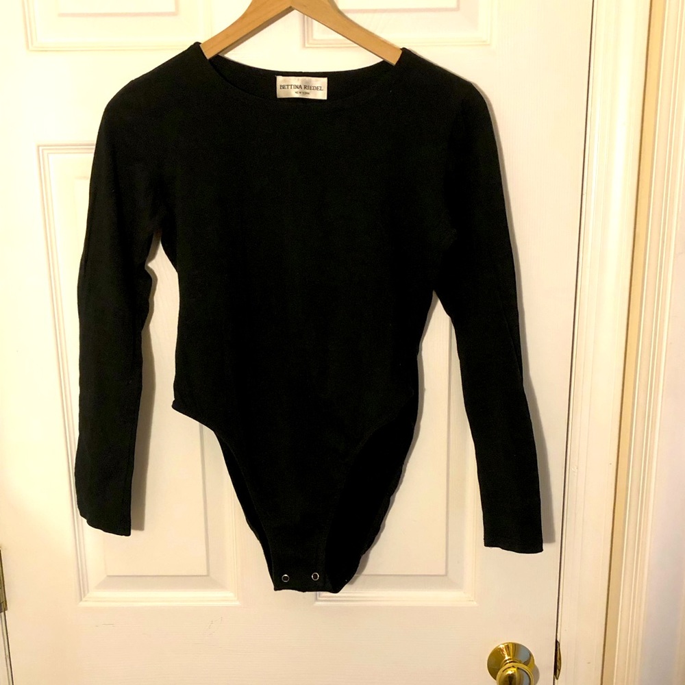 Bettina Reidel black cotton long sleeved leotard